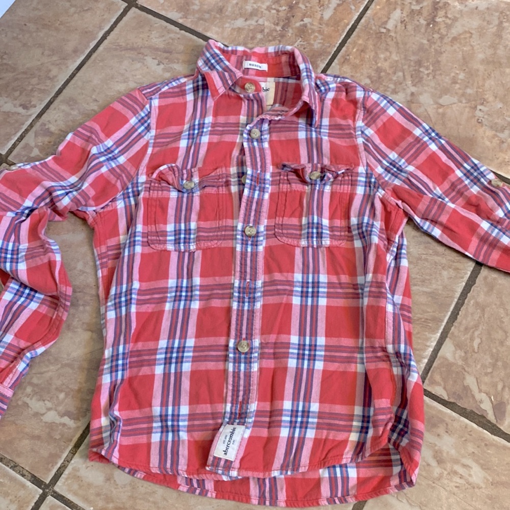 Abercrombie hot pink plaid shirt.
